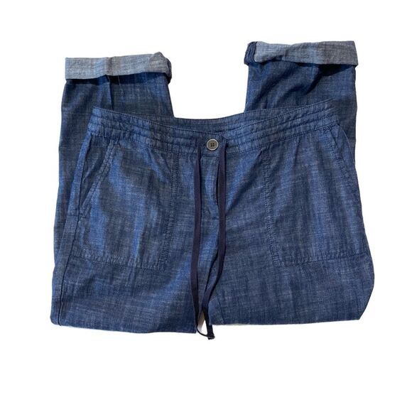 Talbots Pants - Talbots Petites Signature Rolled Cuff Blue Chambray Denim Ankle Pants Size 4P